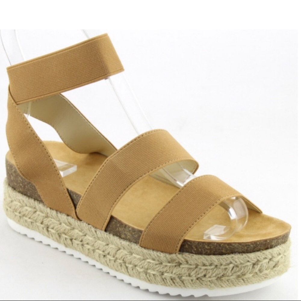 Size 9 Elastic Strappy Espadrille Platforms